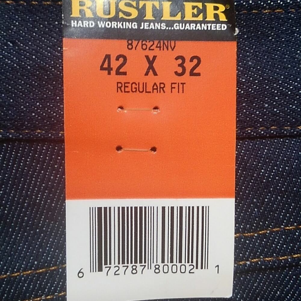NWT Rustler Advantage Hard Working Extra Heavy Weight Denim Blue Jeans 42 X 32. - Picture 8 of 8